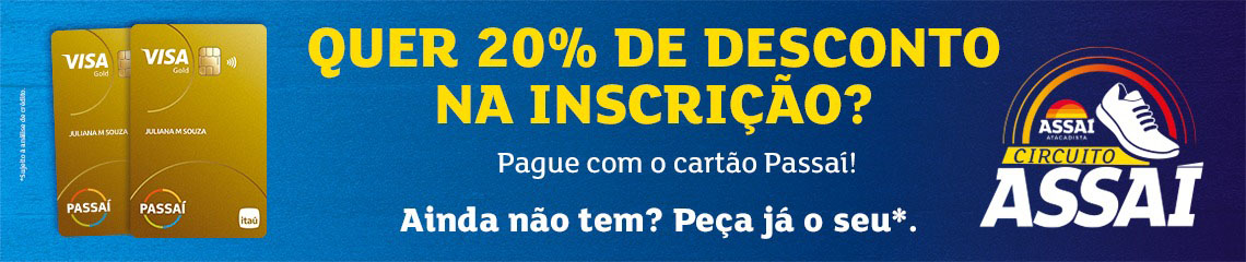 Banner de chamada do cartao Passai, que concede 20% de desconto na inscrição da corrida.