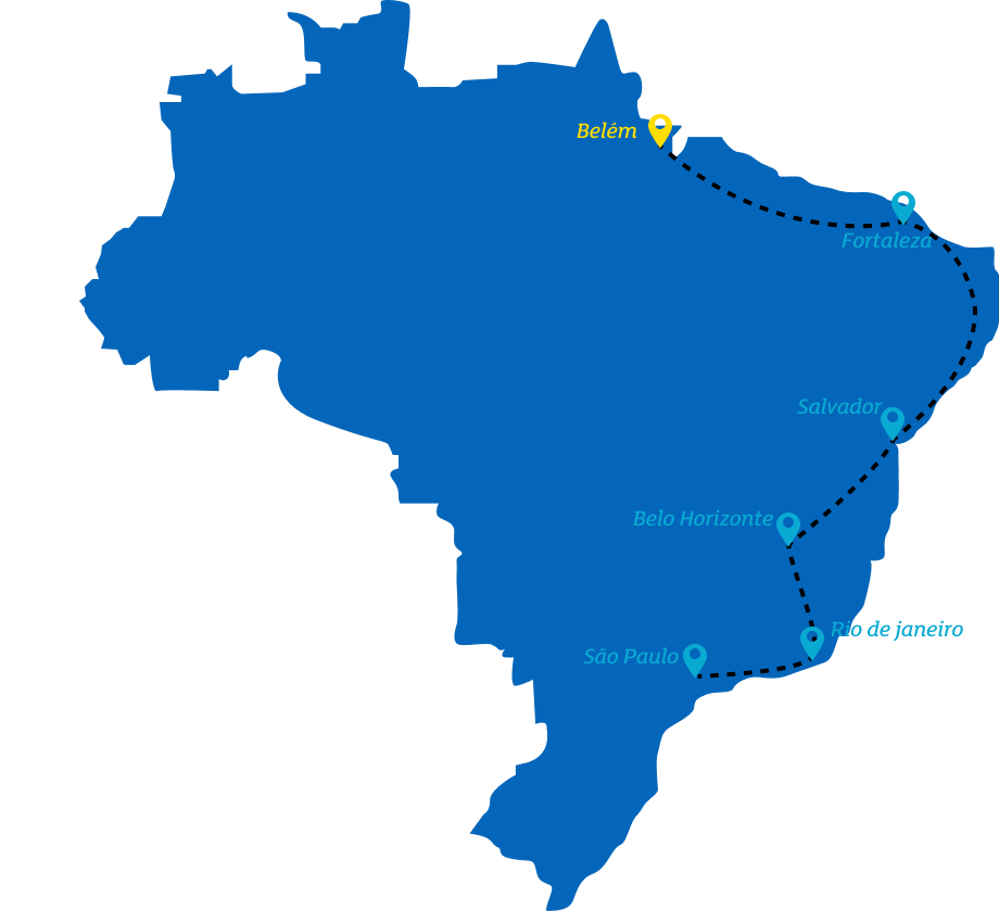 mapa do brasil indicando a etapa de Belém