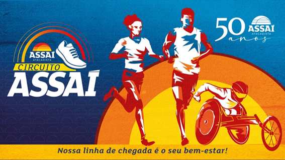 Banner oficial do Ciclo de Corridas Assaí, organizado em ocasião do aniversário de 50 anos da empresa (foto: divulgação/Assaí Atacadista)