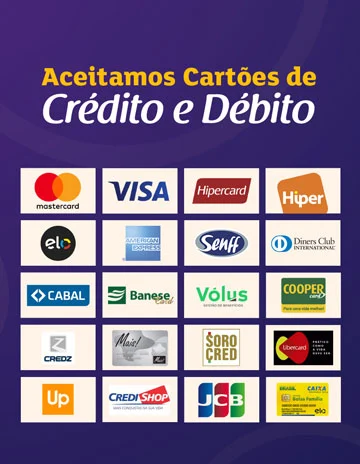 Aceitamos cartões de crédito e débito